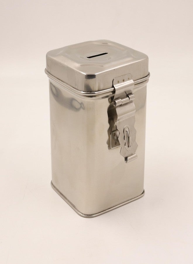 Spillbox حصالة نقود تقليدية مصنوعة يدويًا من الفولاذ المقاوم للصدأ من Spillbox | صندوق نقود | حصالة عملات معدنية | وعاء نقود | صندوق لجمع العملات المعدنية | خزنة عملات | موفر بنسات - حصالة نقود من الفولاذ المقاوم للصدأ (كبيرة) - Image 2